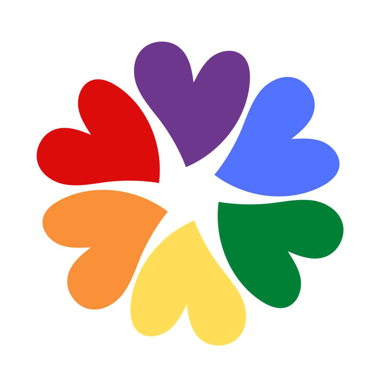 Hjärtan i regnbågens färger som bildar en cirkel